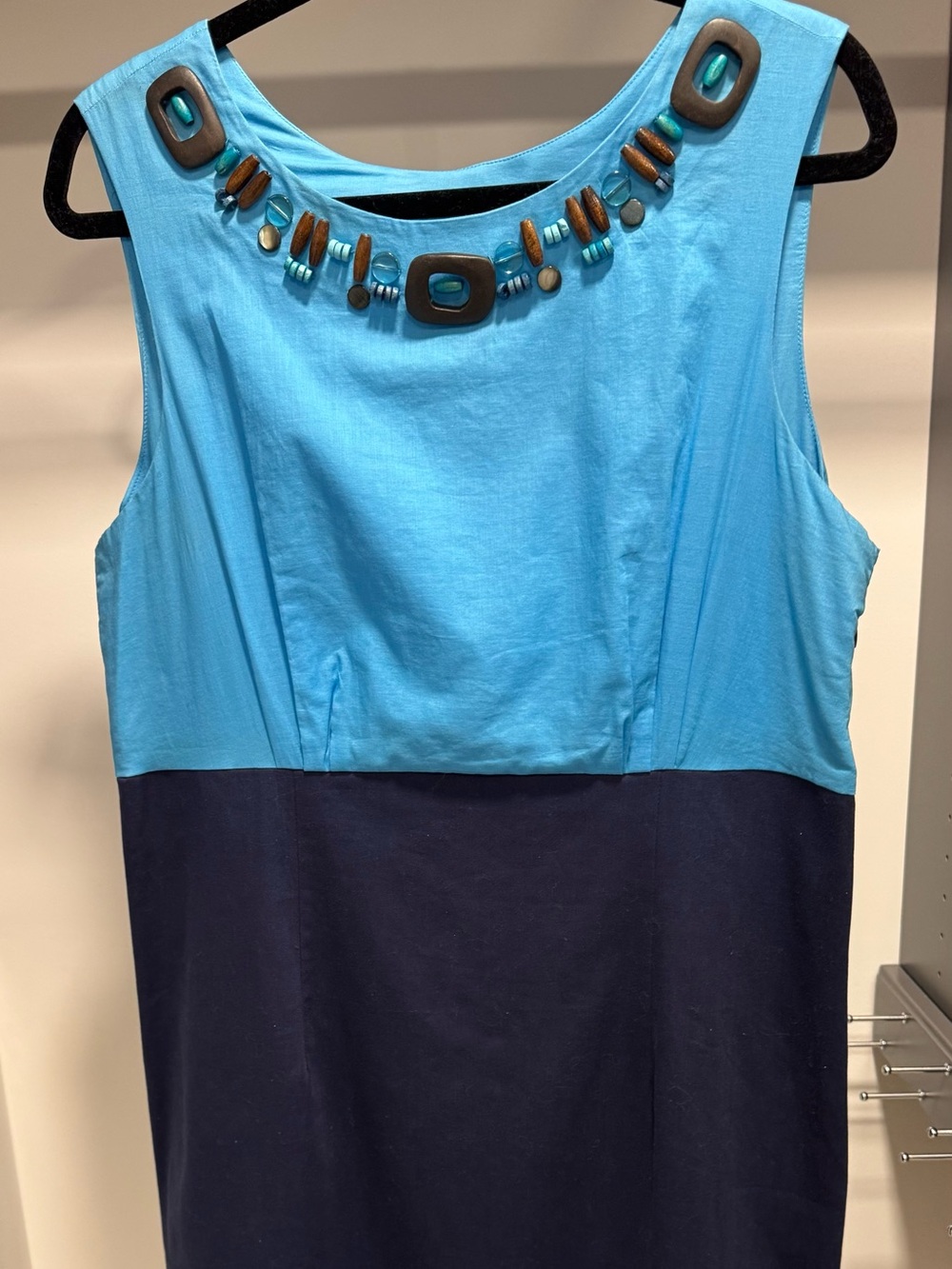 Neiman Marcus Exclusive Blue Color-block Cotton Dress